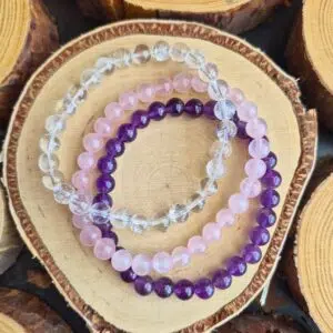 Seeleinstein-Armbänder-Set-Basis-Amethyst-Rosenquarz-Bergkristall
