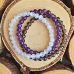 Seeleinstein-Armbänder-Set-Stress-Rauchquarz-Amethyst-Selenit
