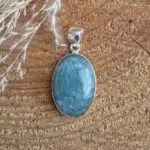 Aquamarin Anhänger Silber, Heilstein Schmuck in Blau, Ansicht 2