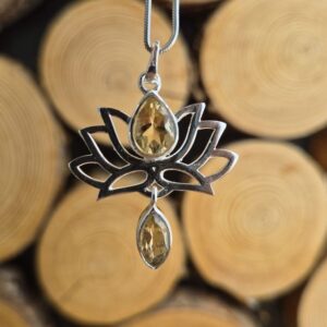 Seelenstein-Anhänger-Citrin-Silber-Lotus