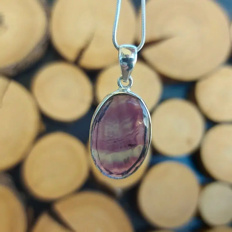 Seelenstein-Anhänger-Fluorit-Regenbogen-Silber