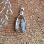 Gartenquarz (Lodolith) Anhänger Silber, Heilstein Schmuck in Weiß, Ansicht 2