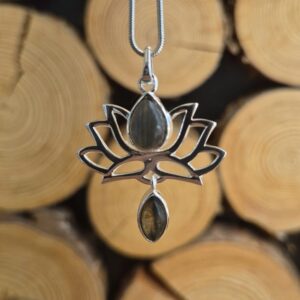 Seelenstein-Anhänger-Labradorit-Silber-Lotus