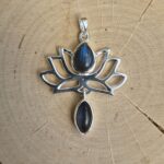 Seelenstein-Anhänger-Labradorit-Silber-Lotus
