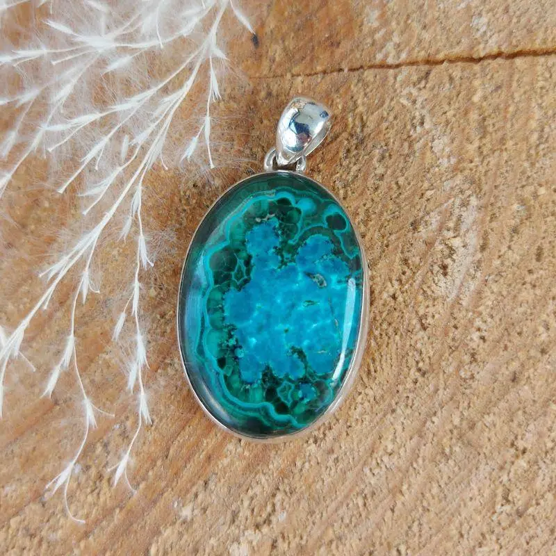 Seelenstein-Anhänger-Malachit-Chrysokoll-Silber-5-1 Seelenstein-Anhänger-Malachit-Chrysokoll-Silber