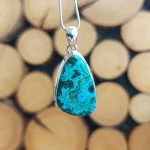 Seelenstein-Anhänger-Malachit-Chrysokoll-Silber