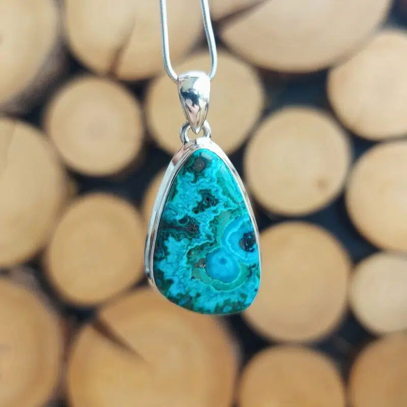 Seelenstein-Anhänger-Malachit-Chrysokoll-Silber