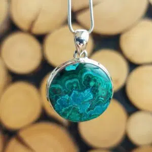 Seelenstein-Anhänger-Malachit-Chrysokoll-Silber