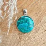 Seelenstein-Anhänger-Malachit-Chrysokoll-Silber