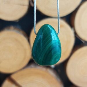 Seelenstein-Anhänger-Malachit-Trommelstein-Tropfen-Loch