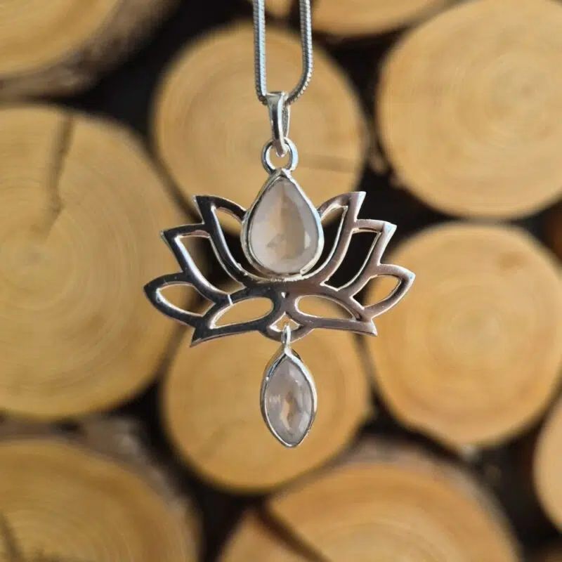 Seelenstein-Anhänger-Mondstein-Silber-Lotus