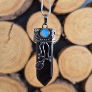 Seelenstein-Anhänger-Obsidian-Spitze-Amethyst