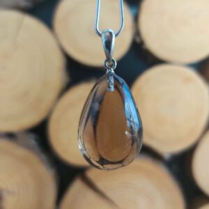 Seelenstein-Anhänger-Rauchquarz-Trommelstein-Tropfen