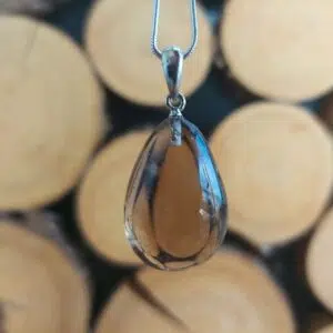 Seelenstein-Anhänger-Rauchquarz-Trommelstein-Tropfen