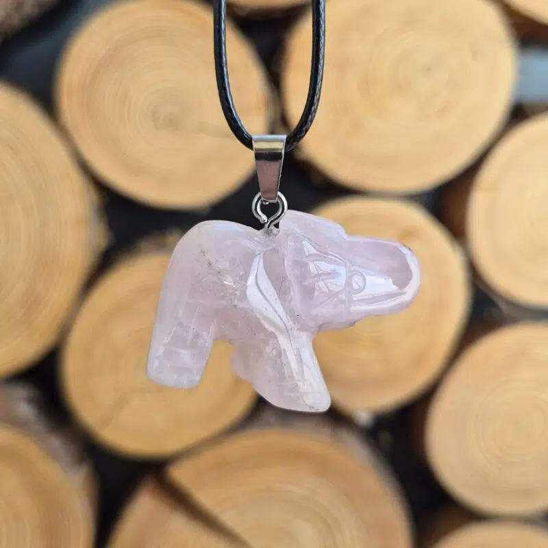 Rosenquarz Anhänger in Elefantenform
