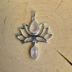 Seelenstein-Anhänger-Rosenquarz-Silber-Lotus