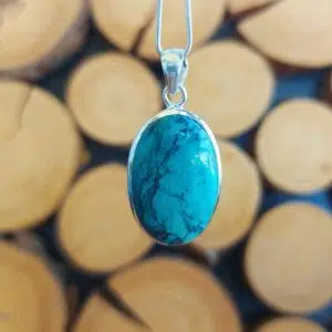 Seelenstein-Anhänger-Türkis-oval-Silber