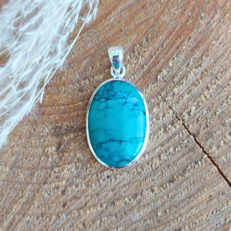 Seelenstein-Anhänger-Türkis-oval-Silber