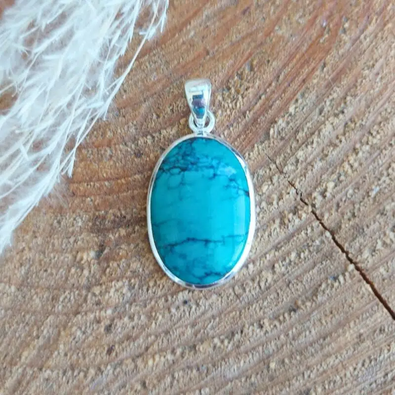 Seelenstein-Anhänger-Türkis-oval-Silber