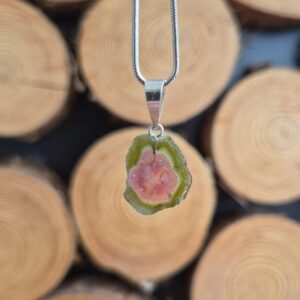 Seelenstein-Anhänger-Turmalin-Wassermelone-Silber