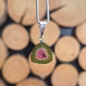 Seelenstein-Anhänger-Turmalin-Wassermelone-Silber
