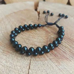 Seelenstein-Armband-Achat-schwarz-Perlen-doppelreihig