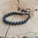 Seelenstein-Armband-Achat-schwarz-Perlen-doppelreihig