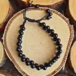 Seelenstein-Armband-Achat-schwarz-Perlen-doppelreihig