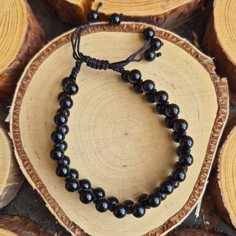 Seelenstein-Armband-Achat-schwarz-Perlen-doppelreihig