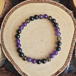 Seelenstein-Armband-Mix-Turmalin-Rauchquarz-Amethyst
