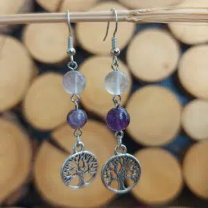 Seelenstein-Ohrringe-Bergkristall-Amethyst-Perlen-Baum1