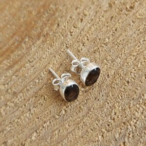 Seelenstein-Ohrringe-Rauchquarz-Stecker-Silber