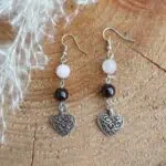 Seelenstein-Ohrringe-Rosenquar-Granat-Perlen1 Seelenstein-Ohrringe-Rosenquar-Granat-Perlen