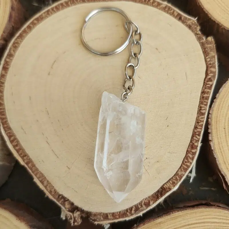 Seelenstein-Schlüsselanhänger-Bergkristall-Rohstein-Spitze