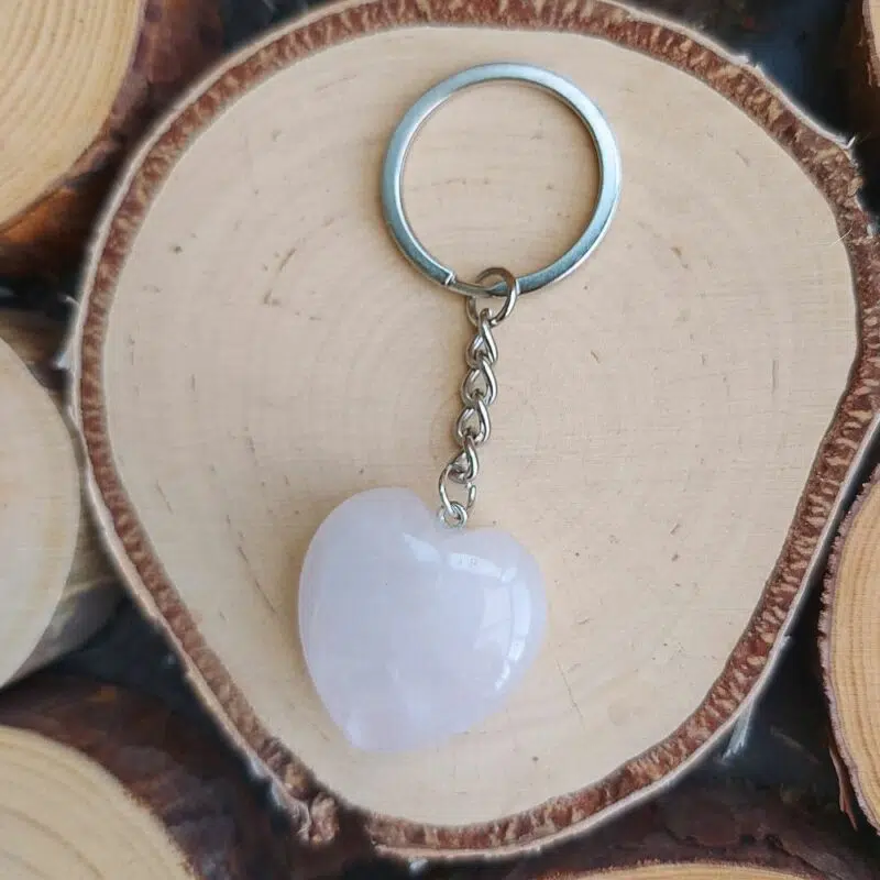 Seelenstein-Schlüsselanhänger-Rosenquarz-Herz